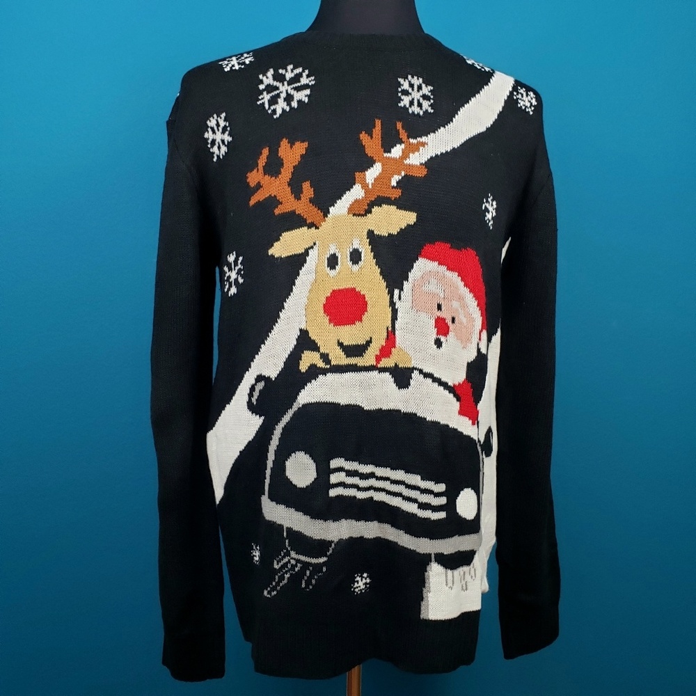 🆕️ 🎅 V28 Santa & Rudolph Cruising Christmas Sweater // (NWT)